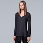 Women's Simply Vera Vera Wang Lace Trim Tunic, Size: Xs, Dark Grey