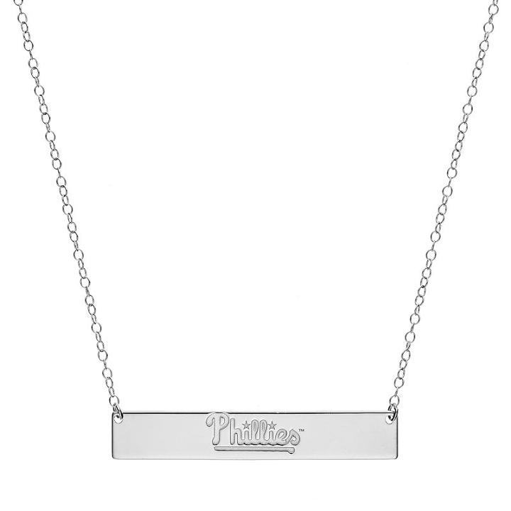 Philadelphia Phillies Sterling Silver Bar Necklace, Women's, Size: 16, Grey