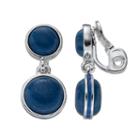 Napier Double Circle Nickel Free Clip On Drop Earrings, Women's, Med Blue