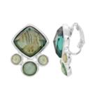 Napier Simulated Abalone Cluster Clip-on Earrings, Women's, Green