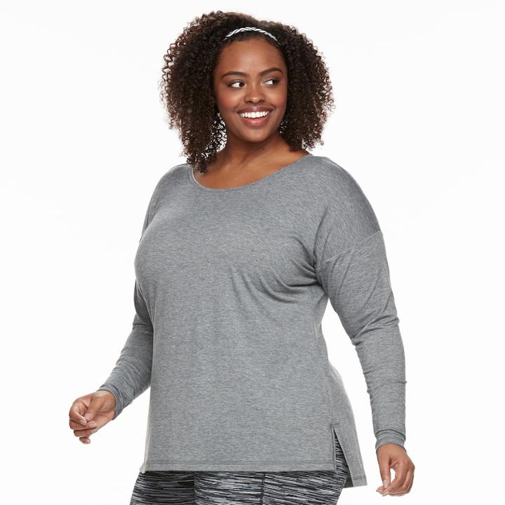Plus Size Tek Gear&reg; Cutout-shoulder Tee, Women's, Size: 1xl, Dark Grey