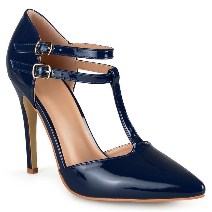 Journee Collection Tru Women's T-strap High Heels, Girl's, Size: Medium (6.5), Blue (navy)