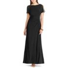 Women's Chaps Flutter Evening Gown, Size: 2, Black