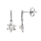 Little Diva Diamonds Sterling Silver Diamond Accent And Simulated Pearl Flower Drop Earrings, Women's, White