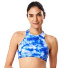 Women's Speedo High-neck Bikini Top, Size: Small, White Blue