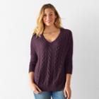 Women's Sonoma Goods For Life&trade; Cable Knit Oversize Sweater, Size: Large, Drk Purple