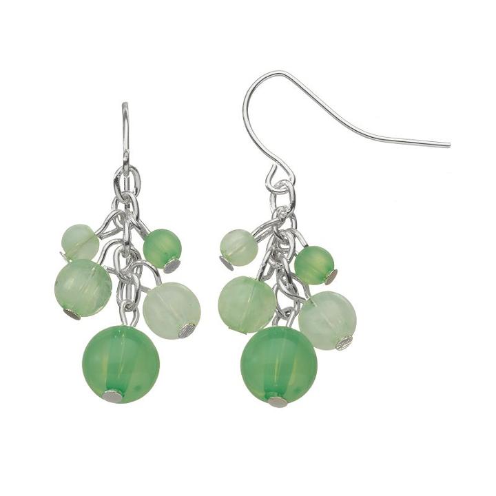 Chaps Bead Cluster Drop Earrings, Women's, Lt Green