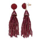 Dana Buchman Seed Bead Tassel Nickel Free Drop Earrings, Women's, Dark Red