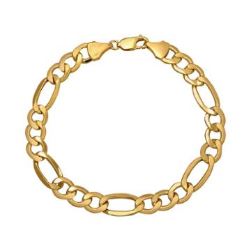 Everlasting Gold 10k Gold Figaro Bracelet - Men, Size: 9, Yellow