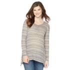 Maternity Oh Baby By Motherhood&trade; Striped Shark-bite Hem Henley, Women's, Size: Medium, Light Grey