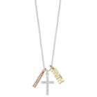Love This Life Tri-tone Crystal Faith Cross Charm Necklace, Women's, Size: 18, Silver