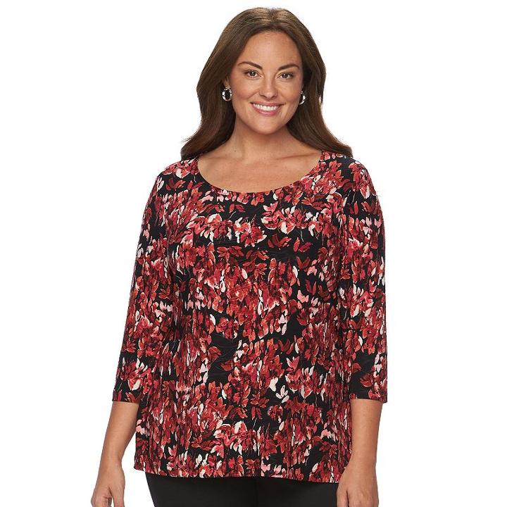 Plus Size Croft & Barrow&reg; Jacquard Wave Tee, Women's, Size: 3xl, Oxford