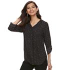 Women's Apt. 9&reg; Roll-tab Chiffon Tunic Top, Size: Small, Black