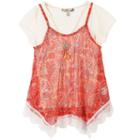 Girls 7-16 Speechless Trapeze Tank Top & Tee With Necklace, Girl's, Size: Small, Light Red