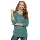 Juniors' Pink Republic Braided Raglan Sweater, Teens, Size: Large, Dark Green