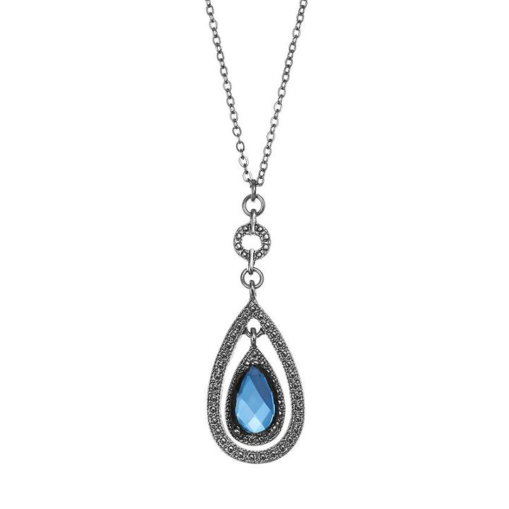 1928 Double Teardrop Pendant, Women's, Size: 16, Blue