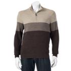 Men's Dockers Classic-fit Colorblock Comfort Touch Quarter-zip Sweater, Size: Large, Med Brown