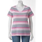 Plus Size Croft & Barrow&reg; Print Asymmetrical-hem Tee, Women's, Size: 2xl, Brt Pink