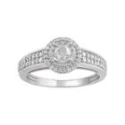 10k White Gold 1/2 Carat T.w. Diamond Halo Ring, Women's, Size: 7