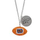 Denver Broncos Crystal Sterling Silver Team Logo & Football Charm Necklace, Women's, Size: 18, Multicolor