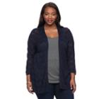 Plus Size Croft & Barrow&reg; Chevron Open-front Cardigan, Women's, Size: 3xl, Blue