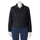 Juniors' Plus Size Coffee Shop Quilted Faux-leather Jacket, Girl's, Size: 1xl, Black