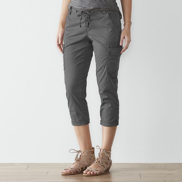 Women's Sonoma Goods For Life&trade; Utility Capris, Size: 12, Dark Grey