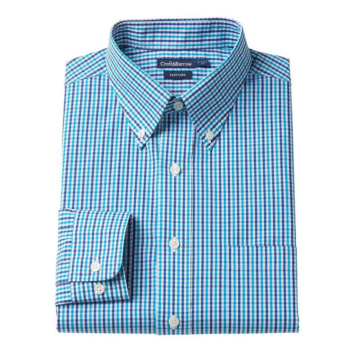 Men's Croft & Barrow&reg; Classic-fit Easy Care Button-down Collar Dress Shirt, Size: 15.5-34/35, Blue (navy)