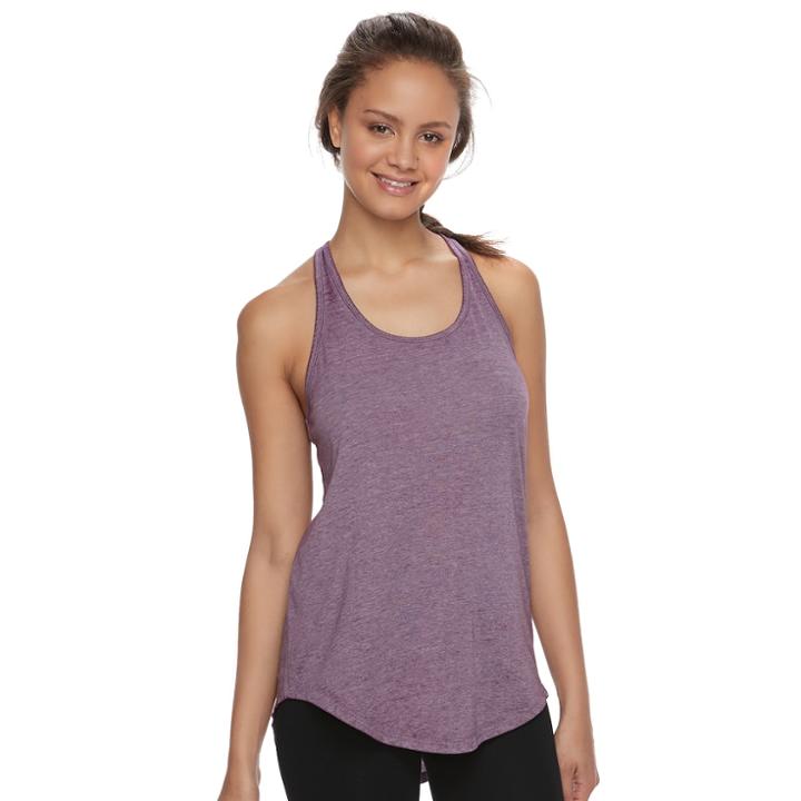 Juniors' So&reg; Shirttail Racerback Tank, Teens, Size: Small, Drk Purple