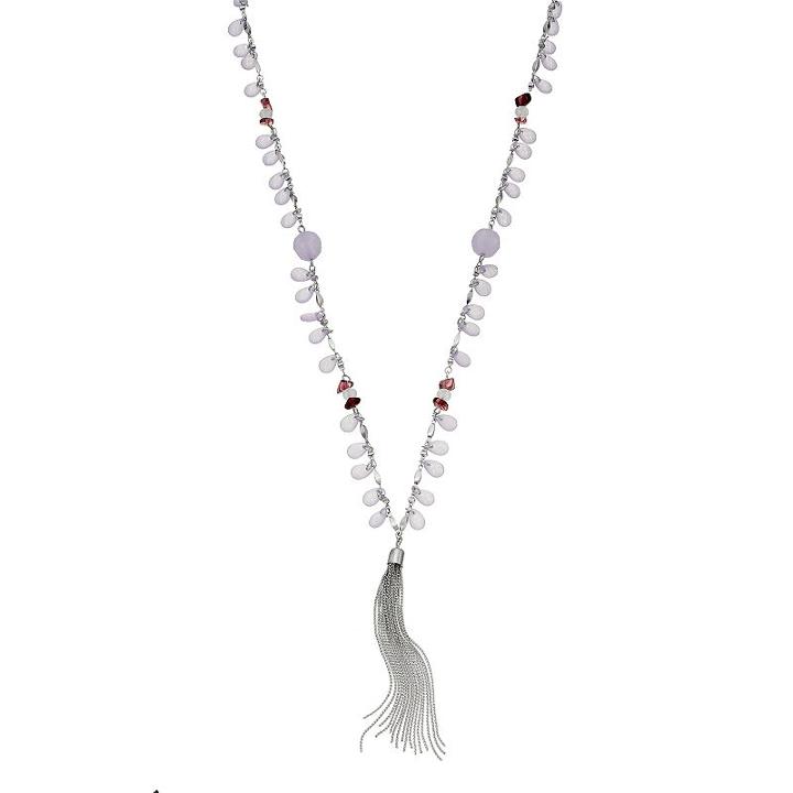 Purple Shaky Bead Long Tasseled Y Necklace, Women's, Lt Purple