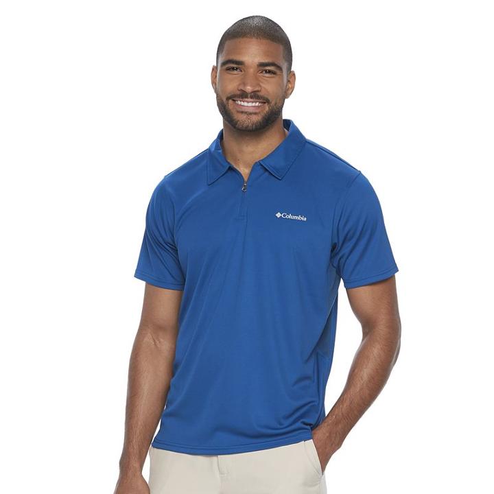 Men's Columbia Cool Coil Classic-fit Quarter-zip Polo, Size: Medium, Turquoise/blue (turq/aqua)