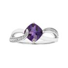 Sterling Silver Amethyst & Diamond Accent Cushion Bypass Ring, Women's, Size: 6, Purple