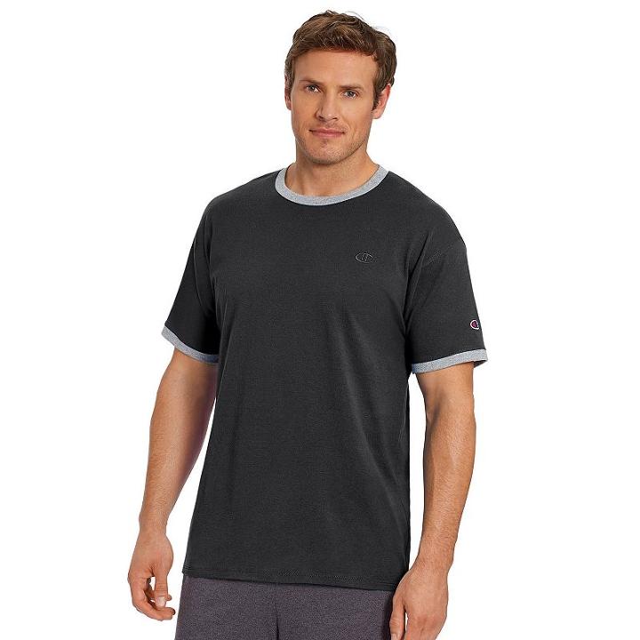 Men's Champion Jersey Ringer Tee, Size: Xxl, Black