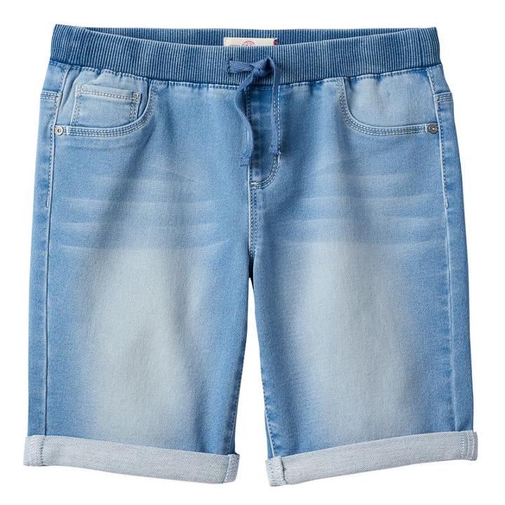 Girls 7-16 & Plus Size So&reg; Ribbed Waist Bermuda Jean Shorts, Girl's, Size: 16 1/2, Med Blue