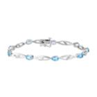 10k White Gold Swiss Blue Topaz & 1/4 Carat T.w. Diamond Bracelet, Women's, Size: 7.5