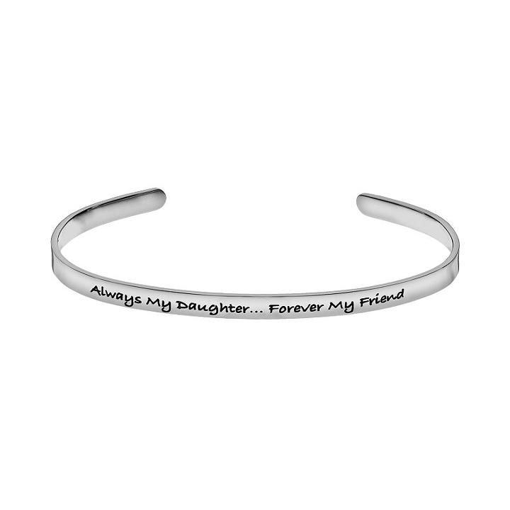 Steel City Stainless Steel Always My Daughter. Forever My Friend Cuff Bracelet, Women's, Grey