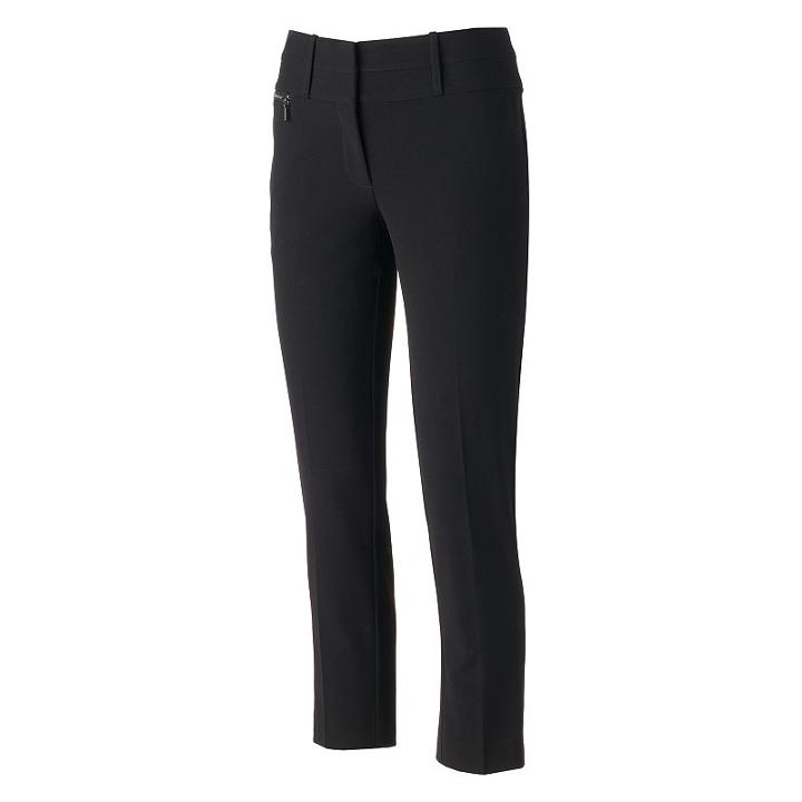 Juniors' Candie's&reg; Marilyn Zipper Detail Ankle Pants, Girl's, Size: 9, Black