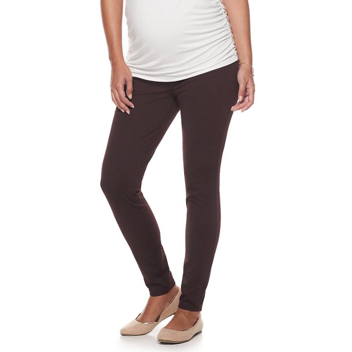 Maternity A:glow Full Belly Panel Skinny Ponte Pants, Women's, Size: S-mat, Dark Red