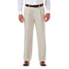 Big & Tall Haggar&reg; Cool 18&reg; Pro Wrinkle-free Pleated Expandable Waist Pants, Men's, Size: 48x30, Lt Beige