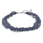 Blue Tube Bead Chunky Choker Necklace, Women's, Navy