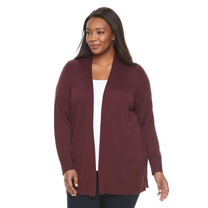 Plus Size Croft & Barrow&reg; Essential Open-front Cardigan, Women's, Size: 3xl, Red