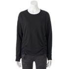 Juniors' So&reg; Perfectly Soft Shirred Front Long Sleeve Sweatshirt, Teens, Size: Large, Black