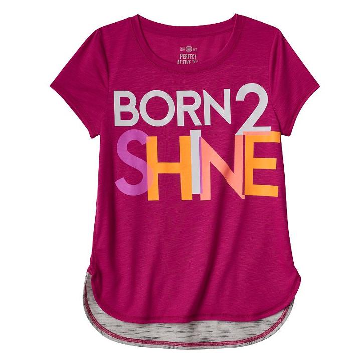Plus Size So&reg; Glow-in-the-dark Graphic Blocked Droptail Dolman Tee, Girl's, Size: 14 1/2, Brt Pink