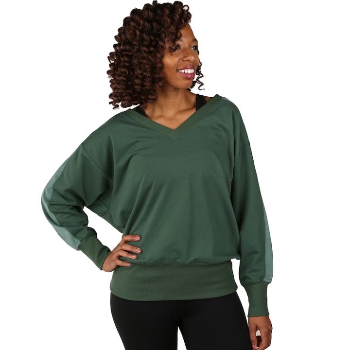 Women's Soybu Solitude Dolman Long Sleeve Sweatshirt, Size: Medium, Green