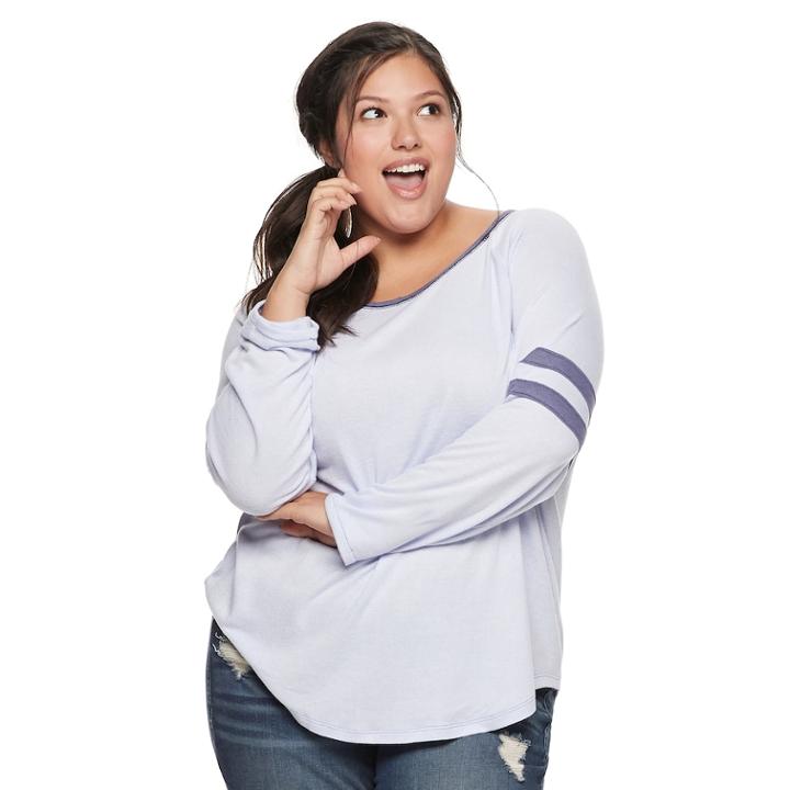 Juniors' Plus Size So&reg; Varsity Striped Tee, Teens, Size: 3xl, Lt Purple