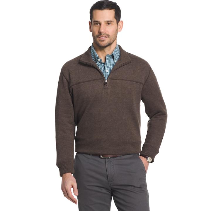 Big & Tall Arrow Classic-fit Sueded Fleece Quarter-zip Pullover, Men's, Size: 3xb, Med Brown