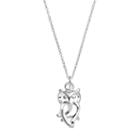 Primrose Sterling Silver Owl Pendant Necklace, Women's, Grey