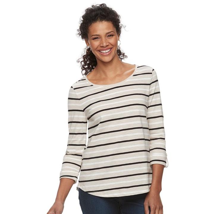 Women's Croft & Barrow&reg; Slubbed Scoopneck Tee, Size: Xxl, Med Beige