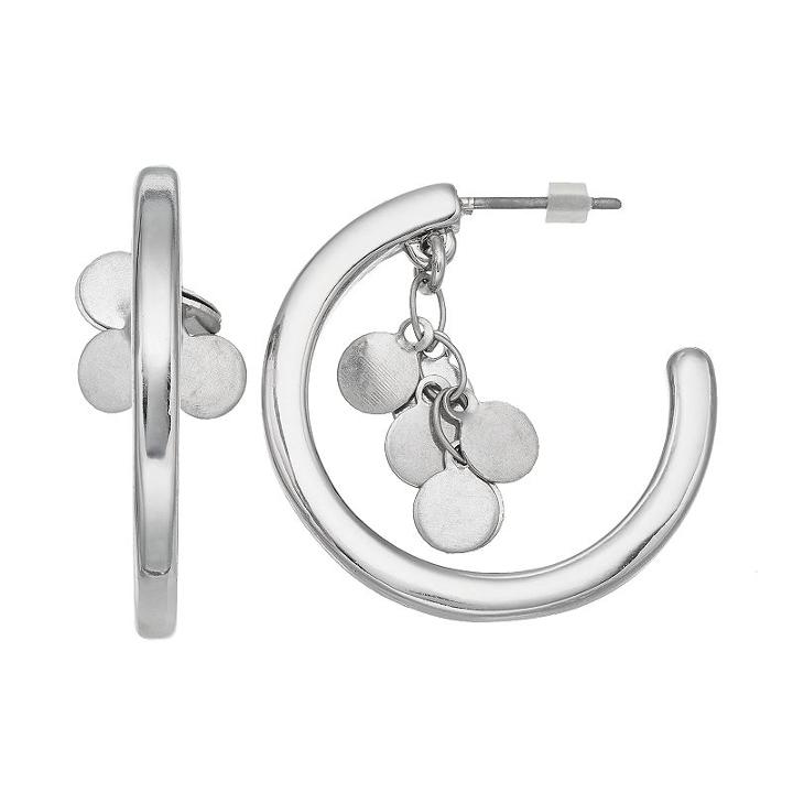 Simply Vera Vera Wang Nickel Free Shaky Disc Hoop Earrings, Women's, Silver