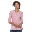 Women's Croft & Barrow&reg; Print Henley Top, Size: Large, Med Red